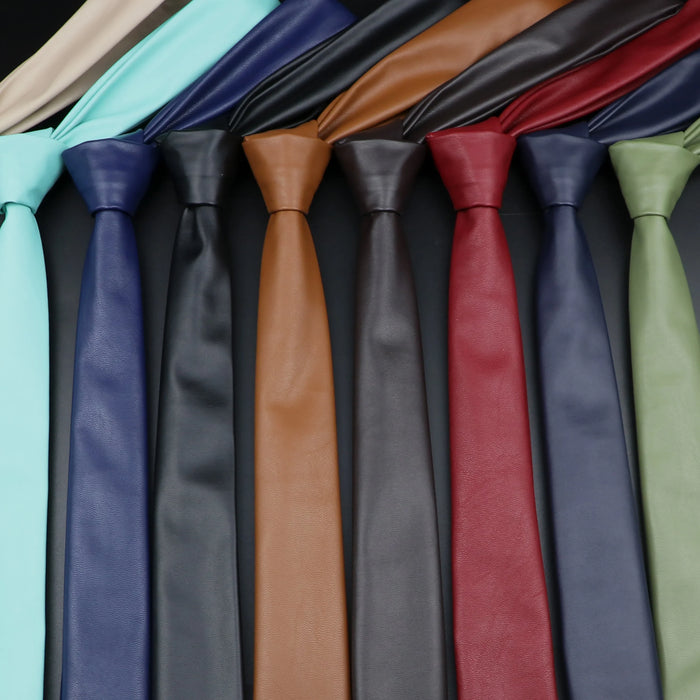 Colourful Pu Leather Ties For Men Weddings And Business