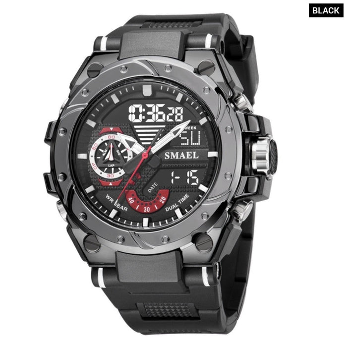 Men Wristwatches Red Bracelet 50M Waterproof Alarm Clock Analog Digitals Sport Watches