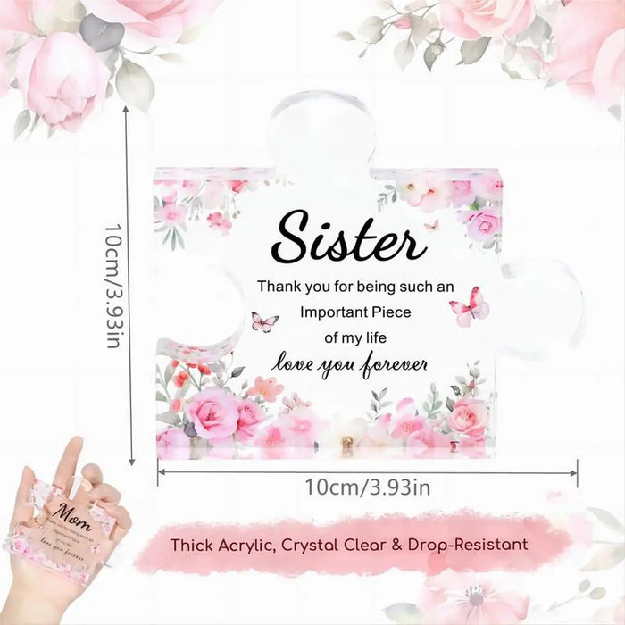 Engraved Acrylic Block Puzzle For Sister's Birthday Funny Quotes