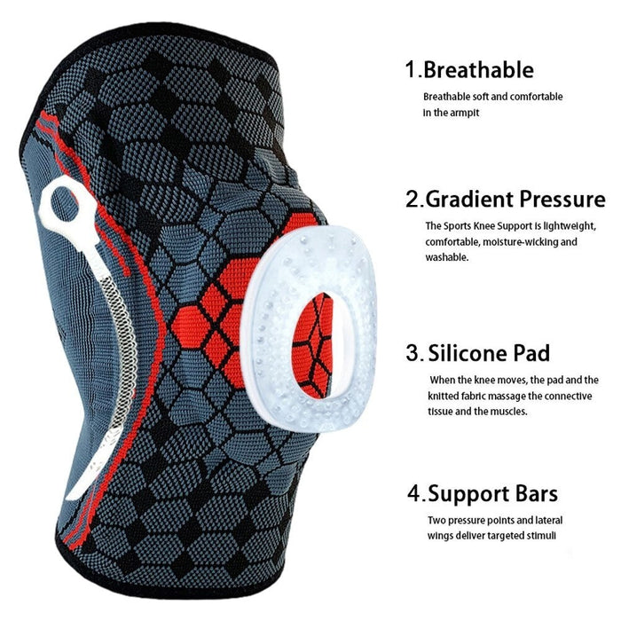 1Piece Sports Compression Knee Sleeve with Side Stabilizers for Joint Pain Meniscus Tear