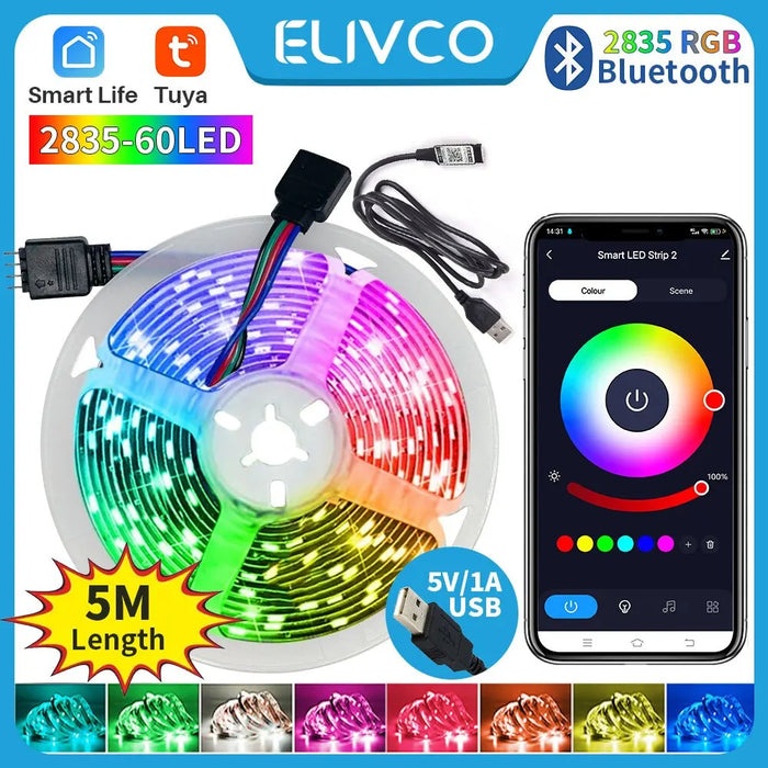 Smart Bluetooth Led Strip Lights Rgb 2835 Usb Powered App Controlled For Desktop Tv Backlight