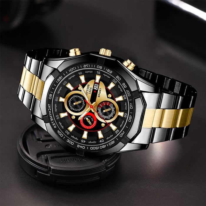 Luxury Fashion Mens Sports Calendar Watches For Men Business Stainless Steel Quartz Wrist Watch Classic Male Casual Watch