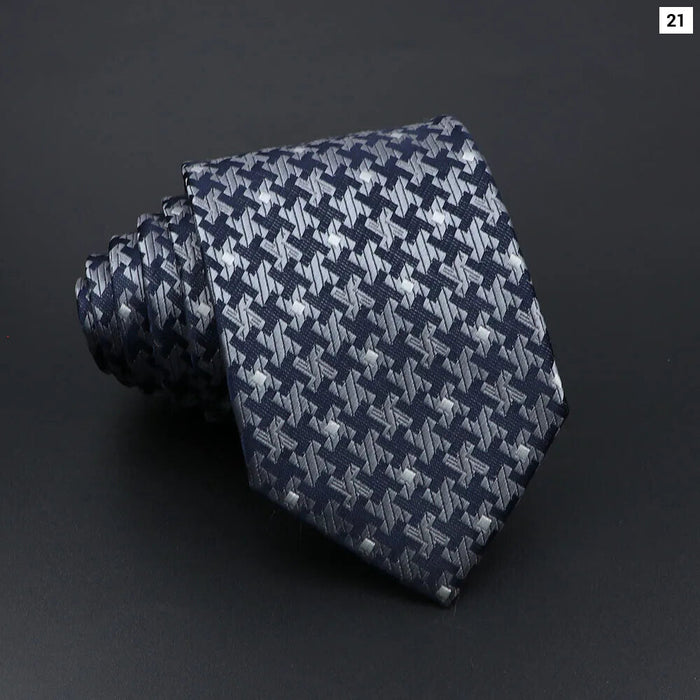 Mens Striped Tie 7Cm Luxury Jacquard Necktie For Business Wedding And Daily Wear