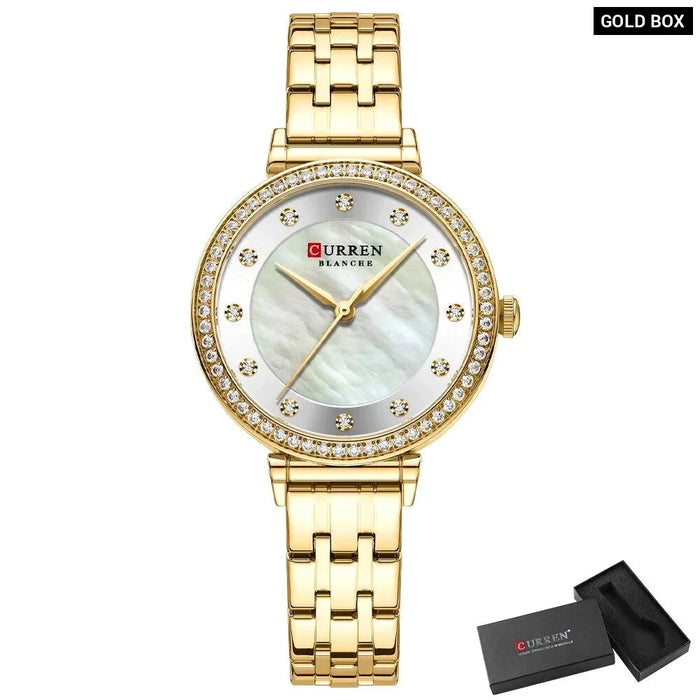 Elegant Stainless Steel Thin Quartz Charming Wristwatches With Shell Dial For Women