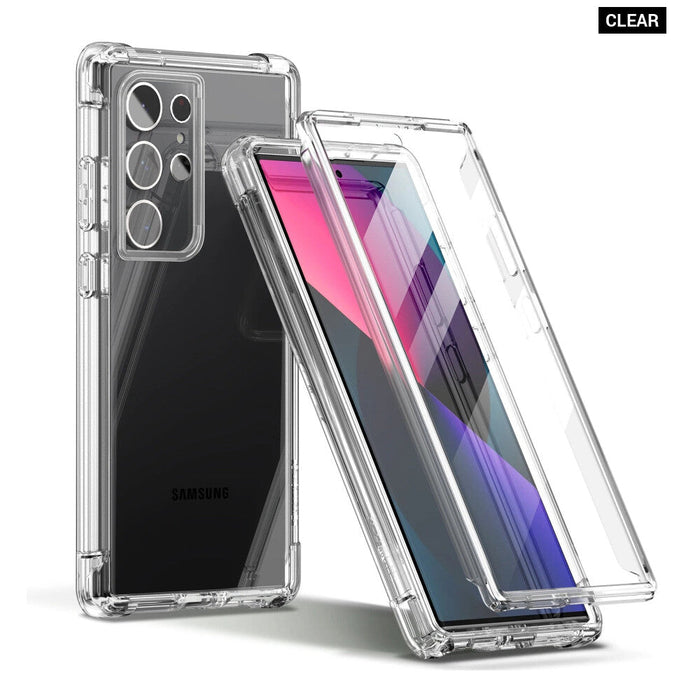 Samsung Galaxy S23 Ultra Case With Built In Screen Film Shockproof Clear Cover