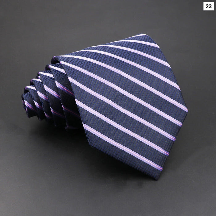 Purple Striped Necktie For Business Weddings And Daily Wear