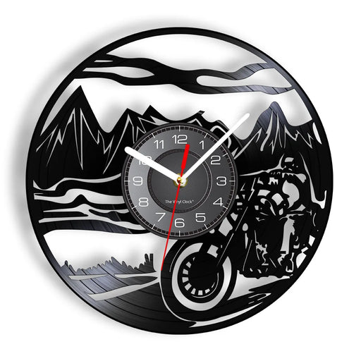 Vintage Motorcycle Vinyl Record Wall Clock