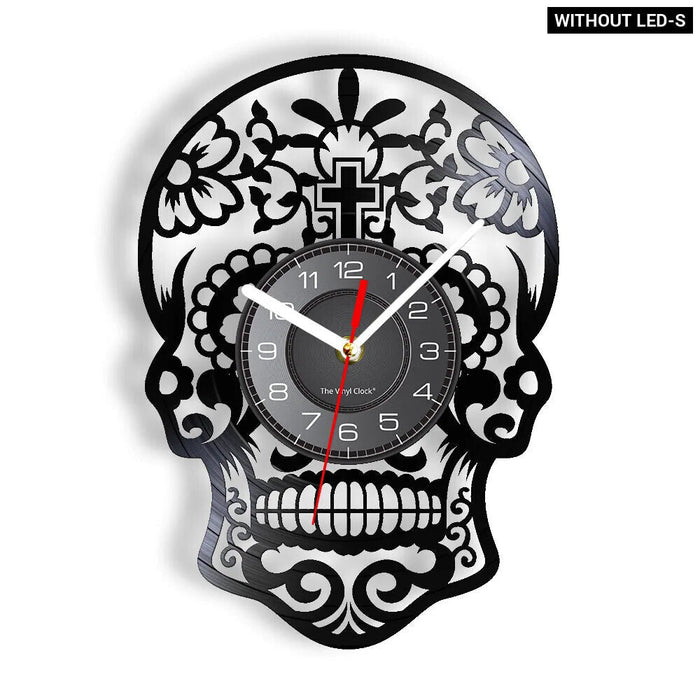 Dark Skull Vinyl Record Wall Clock