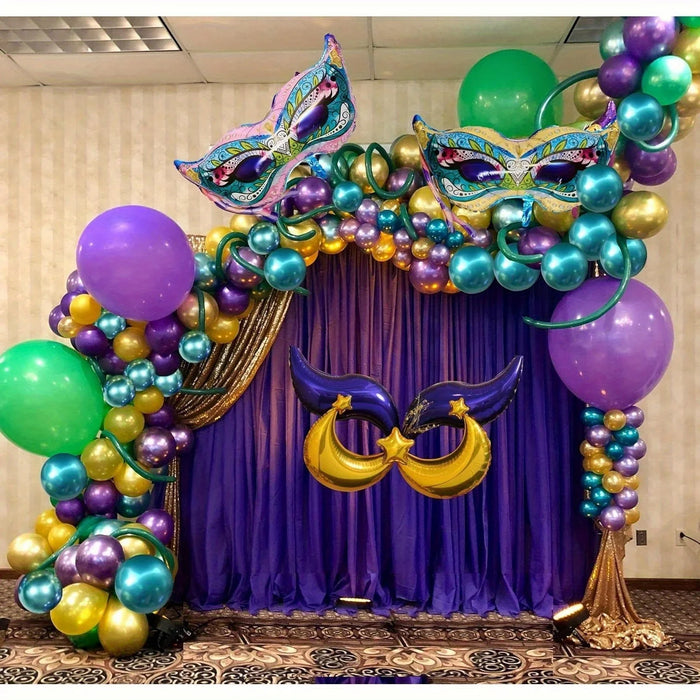 130Pcs Carnival Balloon Garland Arch Set Mask Balloon Suitable For Decorating Carnival Parties Carnival Birthdays Party Supplies