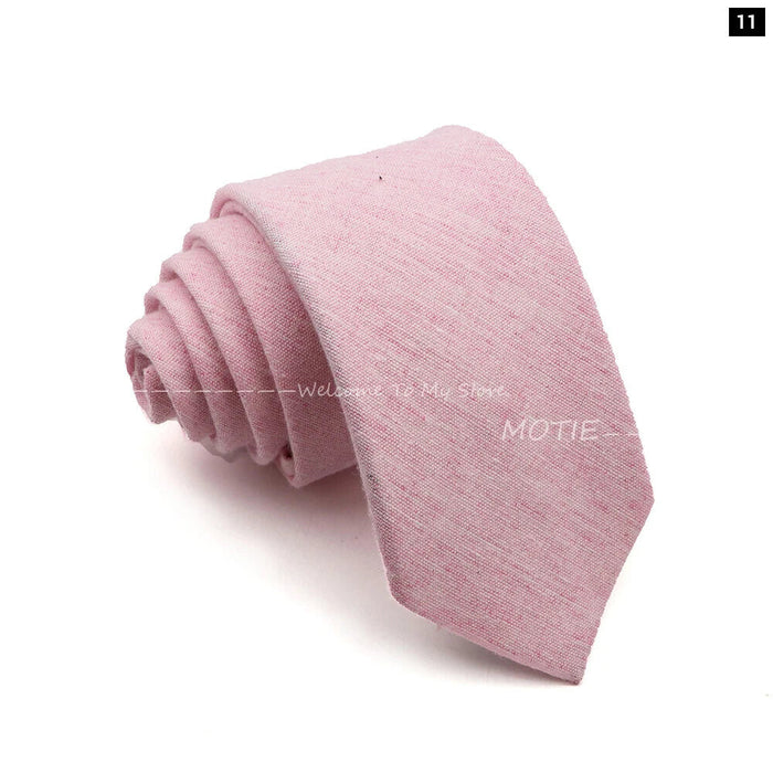 Classic Plaid Striped Cotton Necktie Blue Pink For Business And Weddings