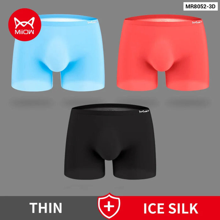 3 Piece Antibacterial Ice Silk Boxer Set For Men