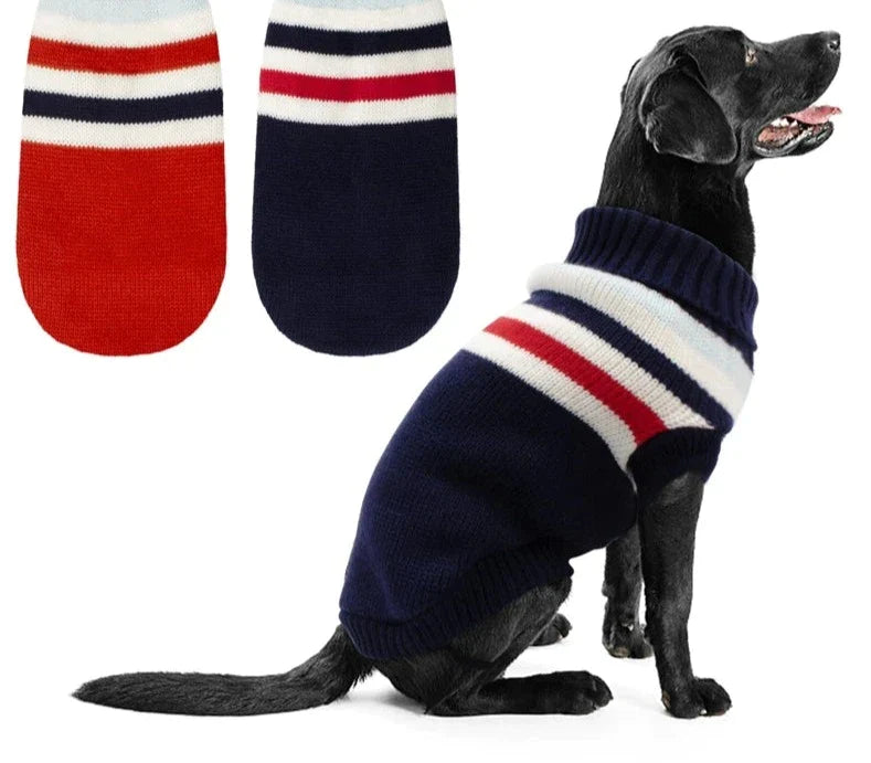 Striped Dog Sweater Warm Knitwear