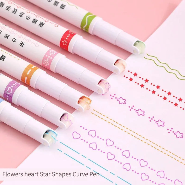 Kawaii Flower Highlighter Pens 6 Pieces Set For Writing