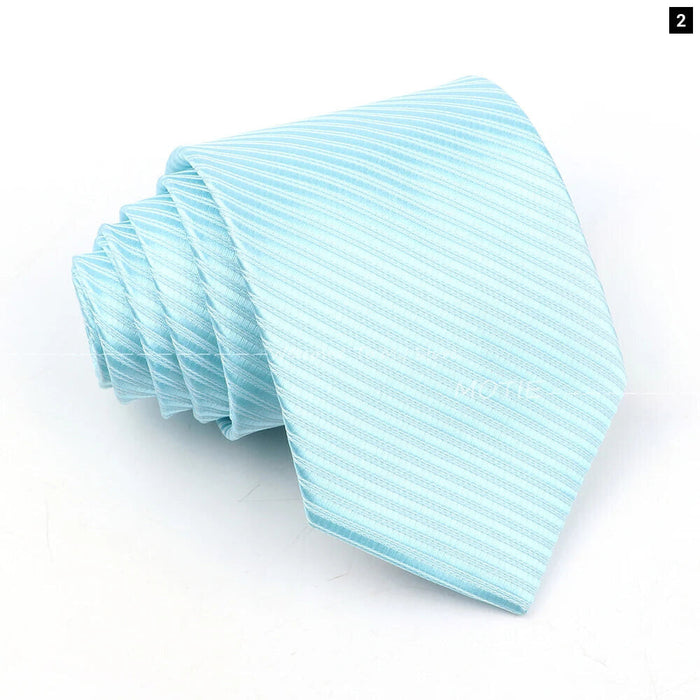 Striped Necktie For Weddings And Business Black Blue 100% Polyester