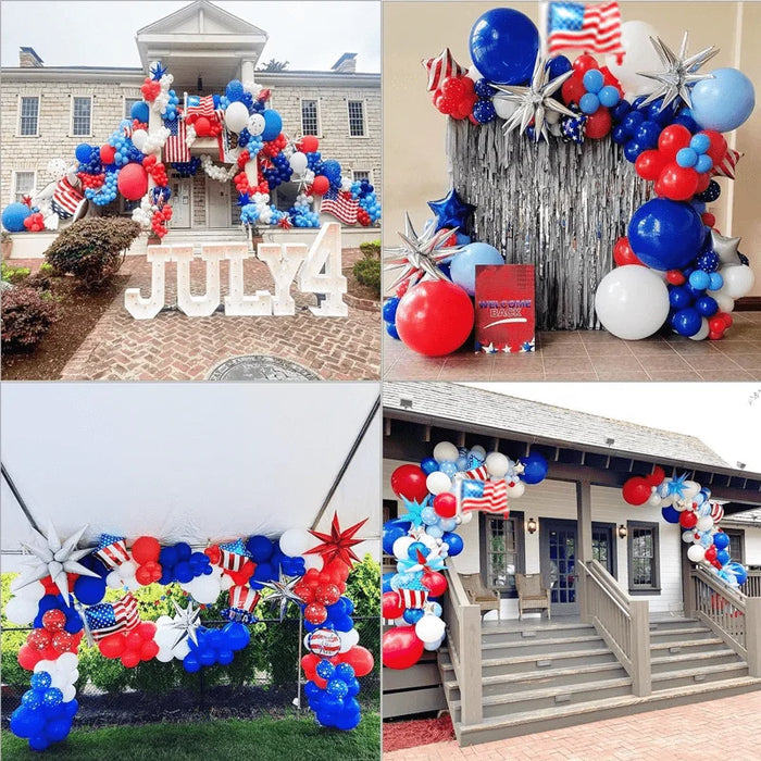 132Pcs Red White And Blue Balloon Garland Set Balloons Suitable For Graduation Party Independence Day Balloon Arch Decoration