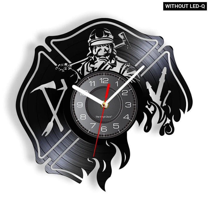 Firefighter Wall Clock With Maltese Cross Design