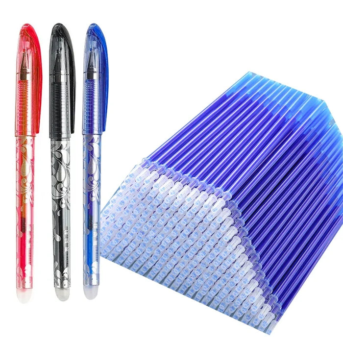 52 Pieces Gel Pen Set 0.5Mm Blue Black Erasable Refills Washable Handle