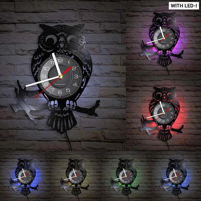 Vinyl Record Owl Wall Clock