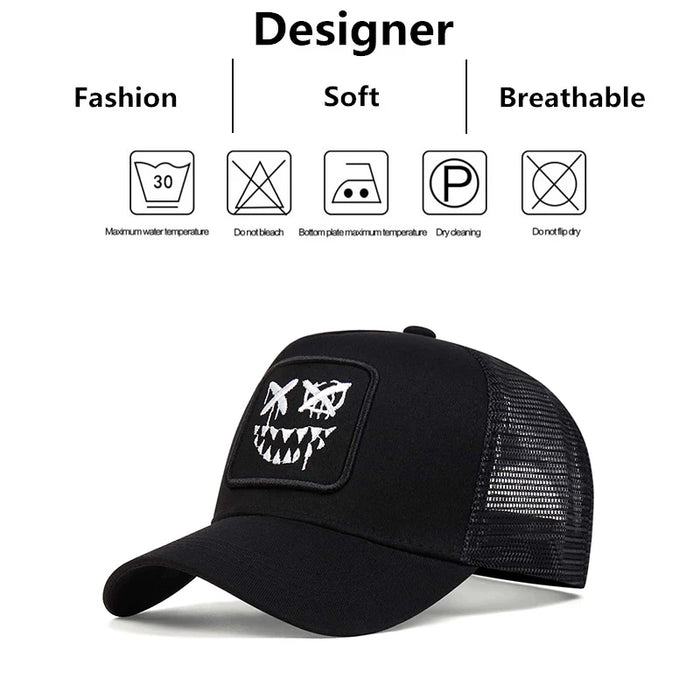 Smiling Teeth Embroidered Baseball Cap Outdoor Sun Hat