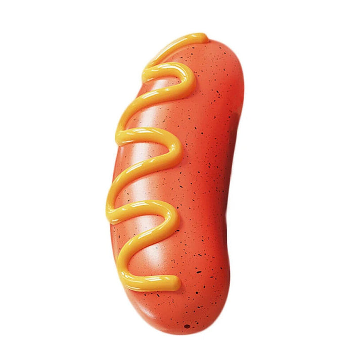 Tough Rubber Dog Chew Toy Squeaky Grilled Sausage Design