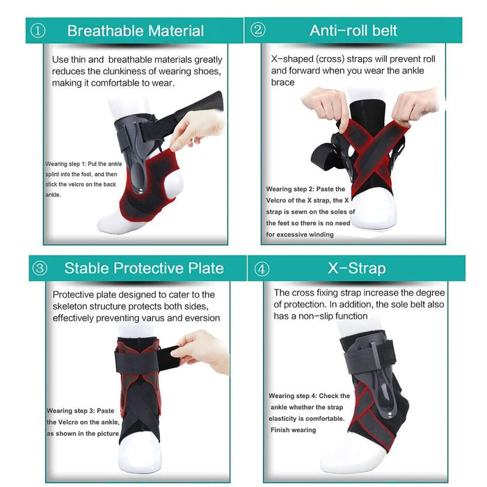 1 Piece Sports Ankle Sprained Brace With Side Stabilizers For Basketball Soccer Volleyball