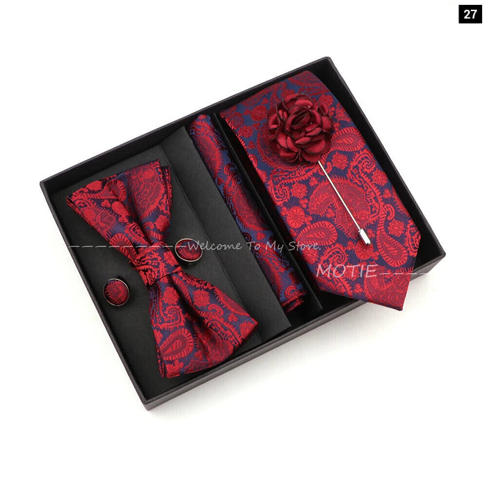 Floral Tie Set Novelty Design With Box For Parties And Business