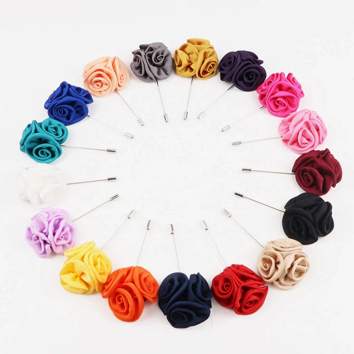 17 Colour Mens Handmade Floral Lapel Pin For Weddings