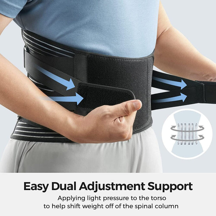 Breathable Back Brace Belt for Lower Back Pain Relief with 6 Stays For Men Women