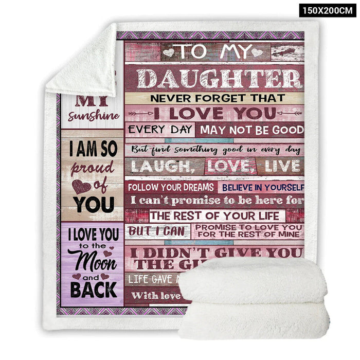 Soft Pink Daughter Letter Throw Blanket Sea Turtle Design