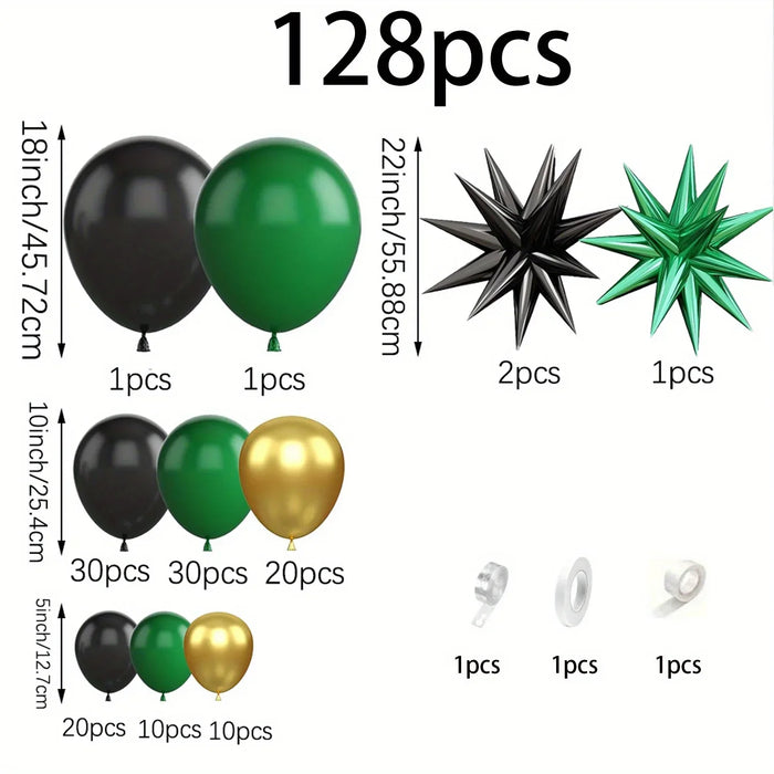 128Pcs Green Black And Gold Balloon Garland Arch Kit For Birthdays Anniversaries Graduations Wedding Parties And Decorations