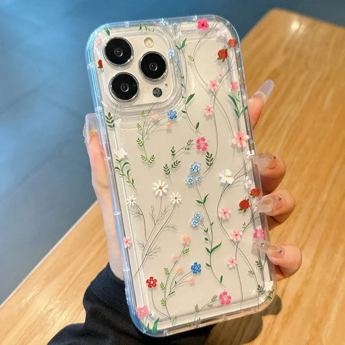 Cartoon Flower Silicone Shockproof Phone Case For Iphone