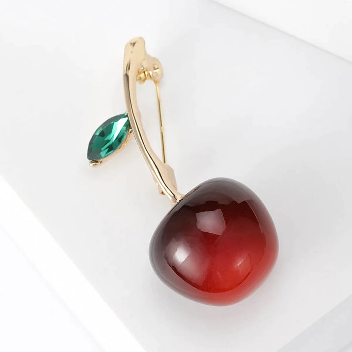 Cherry Brooch Pin Delicate Resin Lapel Pin For Casual Clothing Parties And Office Wear