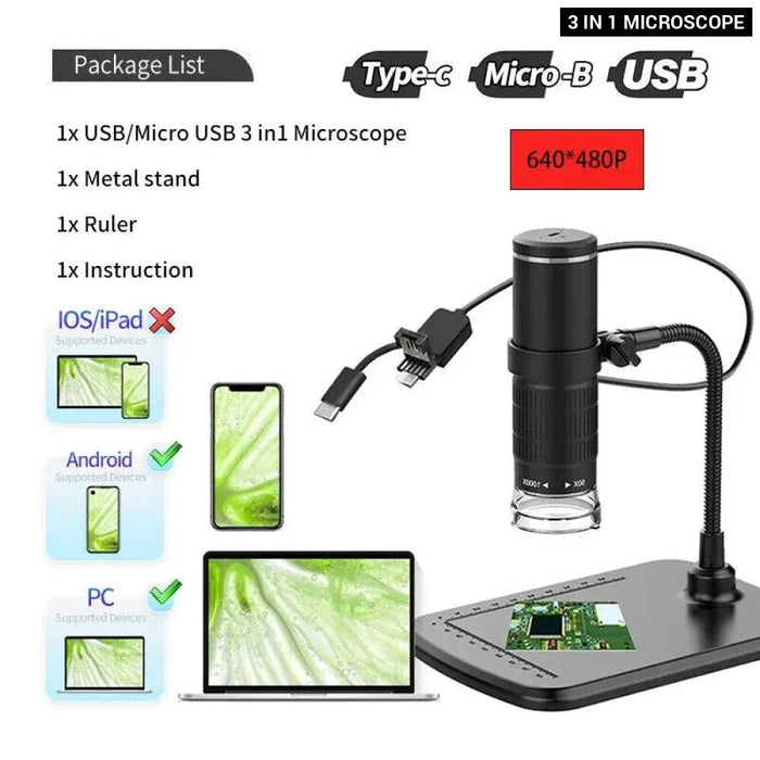 Portable Wireless Microscope 50X To 1000X Magnification