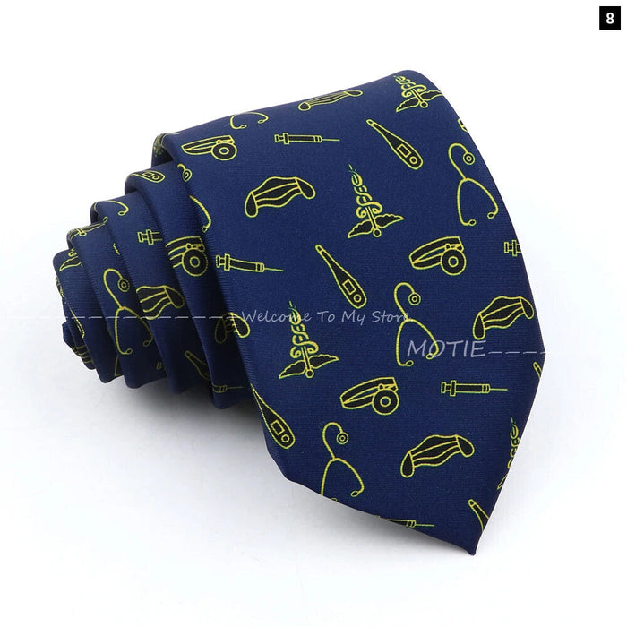 Musical Geometry Necktie Mens Blue Polyester Tie For Business And Party Wear