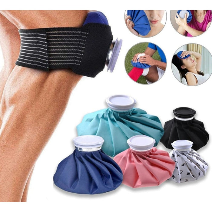 Medical Reusable Ice Cold Hot Water Bag with Elastic Wrap For Injuries Pain Relief