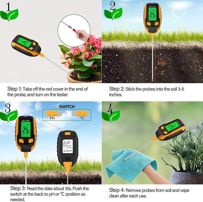 4 In 1 Digital Soil Moisture Meter For Plants