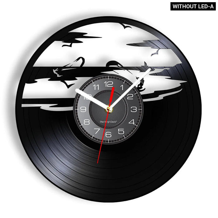 Surfing Vinyl Lp Wall Clock Decor