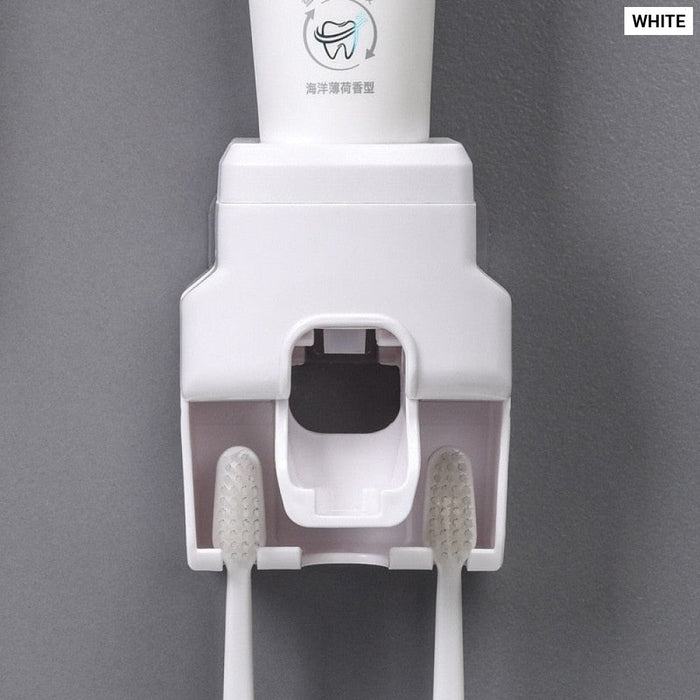 Automatic Toothpaste Dispenser Creative Wall Mount and Small Toothbrush Holder Toothpaste Squeezer for Family Shower Bathroom