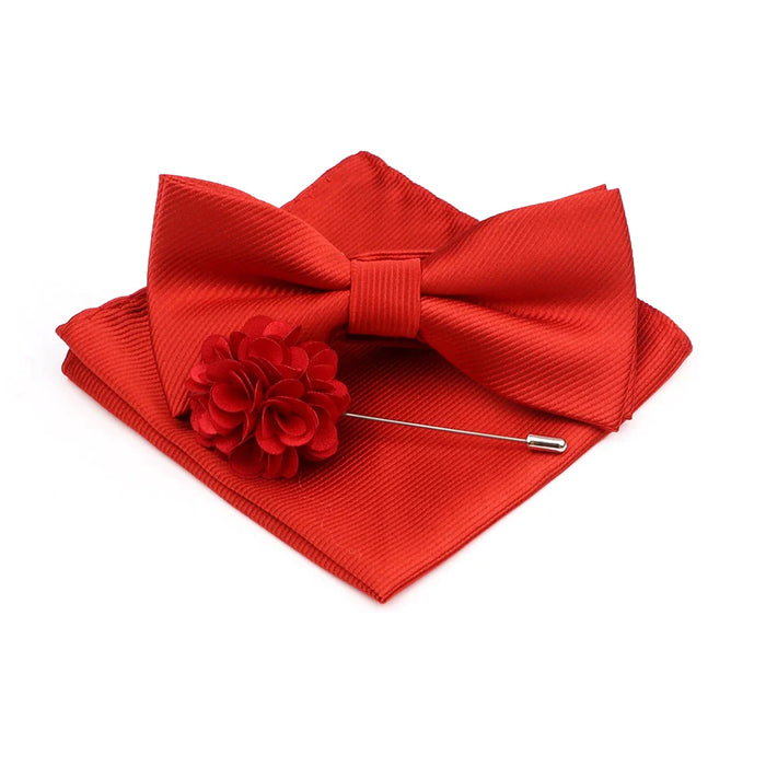 Red Butterfly Bowtie Set For Weddings And Parties