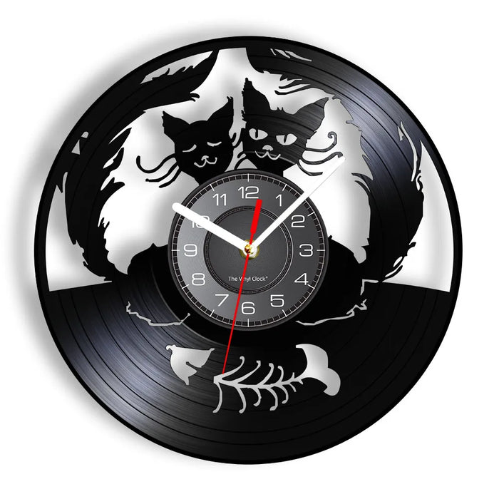 Love Cats Vinyl Record Wall Clock