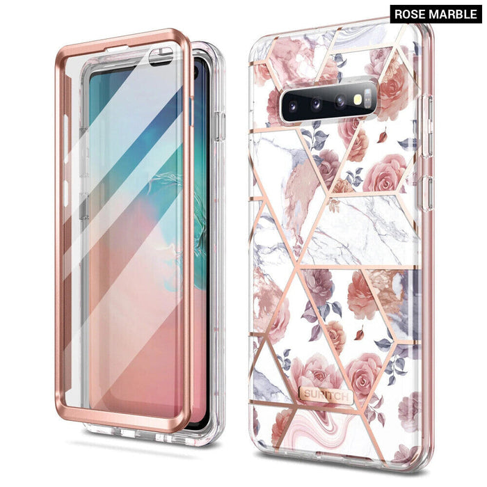 Slim Marble Rugged Case For Samsung Galaxy S10 With Screen Protector