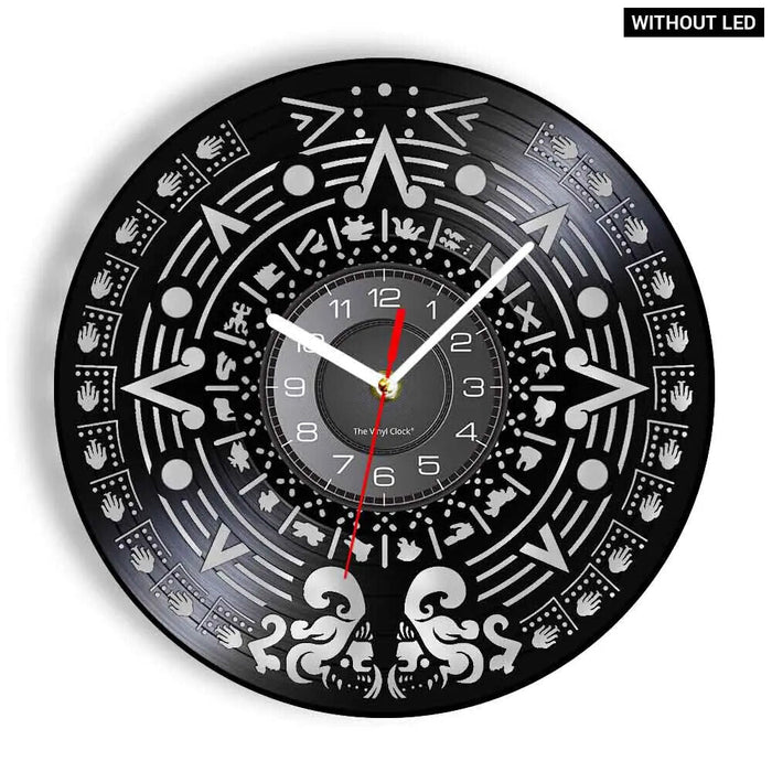 Mayan Aztec Calendar Vinyl Record Wall Clock