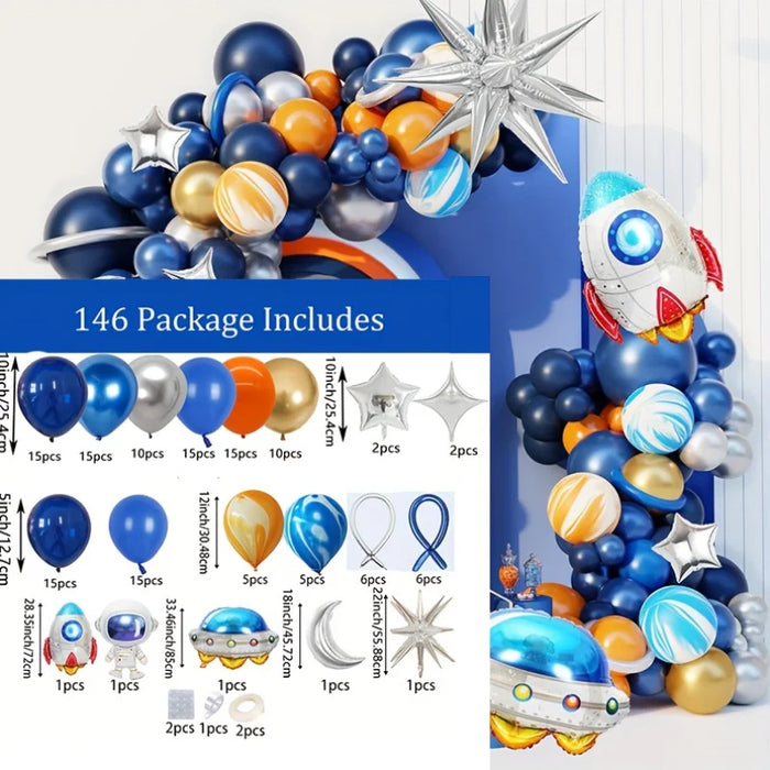 Space Themed Balloon Garland Arch Kit 146Pcs Suitable For Birthday Indoor / Outdoor Decoration With Foil And Latex Balloons