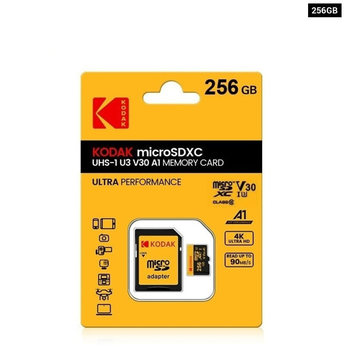 Kodak Micro SD Card Memory Card Class 10 32GB 64GB 128GB 256GB U3 4K High Speed Cartao De Memoria Flash Memory TF Mecard C10