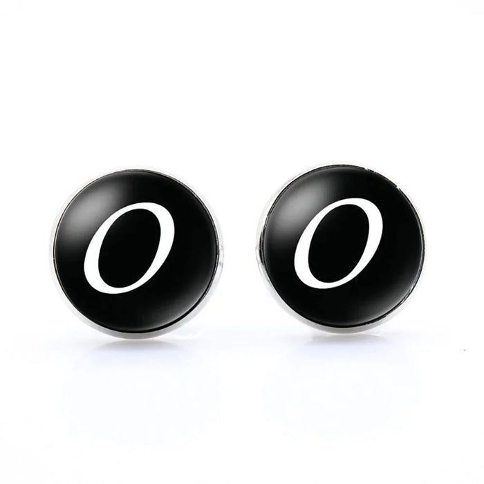 Classic Black Cufflinks For Groom Business 26 Letters Initials Gift