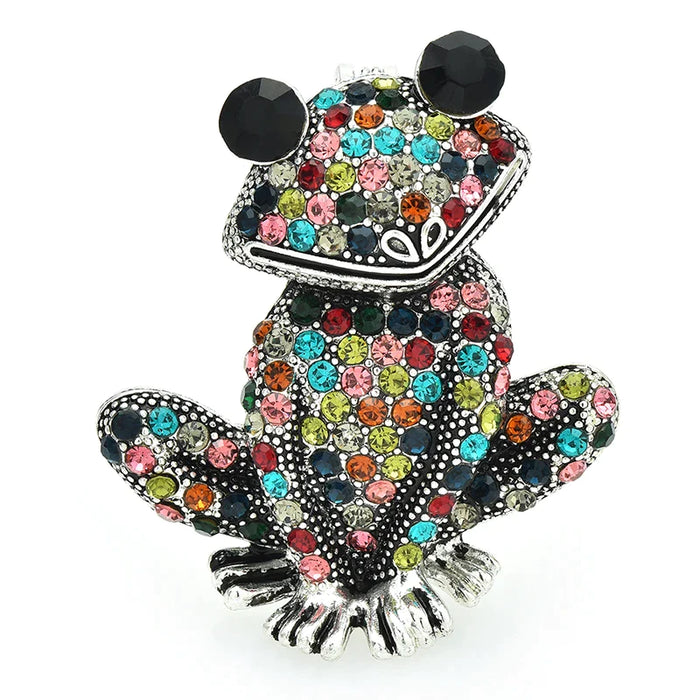 Vintage Frog Brooch 4 Colours Cartoon Animal Pin