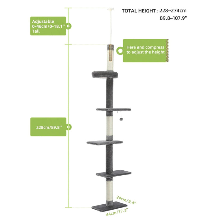 Adjustable Floor To Ceiling Cat Tree Scratching Post