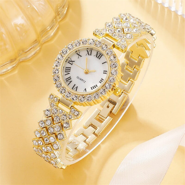 6Pcs Set Watches Set Luxury Rhinestone Women Fashion Elegant Wristwatch Quartz Watch For Ladies Clock