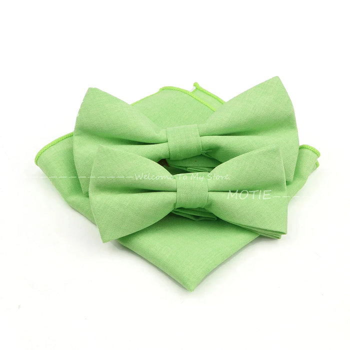 Design Cotton Handkerchief Set Adult And Kids Butterfly Bowtie Cufflink Brooch Party Suit Accessories