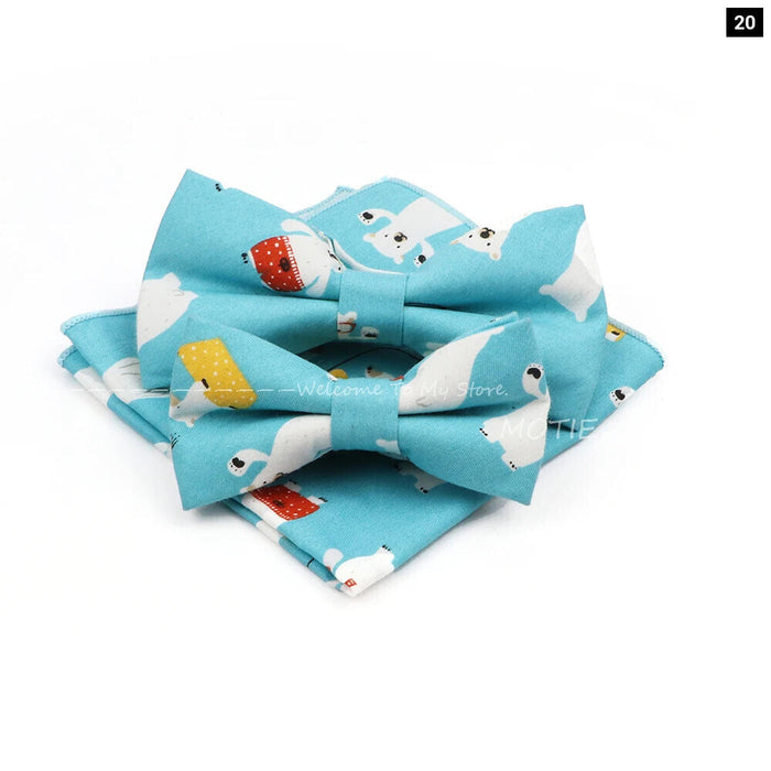 Colourful Cotton Bowtie Set For Parties And Gifts